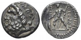 Crete, Gortyna Drachm circa 98-94, 17.00 mm., 3.17 g.
Diademed head of Zeus left. Rev. ΓORTINIΩN Warrior standing l., holding shield and spear. Price...