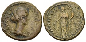 Thrace, Pautalia Faustina junior, daughter of Antoninus Pius and wife of Marcus Aurelius Bronze circa 161-176, Æ 23.00 mm., 6.10 g.
Draped bust r. Re...