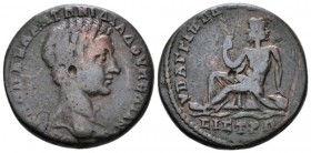 Moesia, Nicopolis ad Istrum Diadumenian as Caesar, 217-218 Bronze circa 217-218, Æ 25.80 mm., 10.87 g.
Bare head r. Rev. River-god (Danube?) seated l...