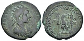 Moesia, Nicopolis ad Istrum Elagabalus, 218-222 Bronze circa 218-222, Æ 26.50 mm., 12.21 g.
Radiate, draped and cuirassed bust r. Rev. Eagle set on b...