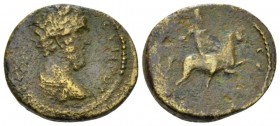 Moesia, Odessus Lucius Verus, 161-169 Bronze circa 161-162, Æ 18.80 mm., 4.08 g.
Laureate, draped and cuirassed bust r. Rev. The Emperor on horseback...