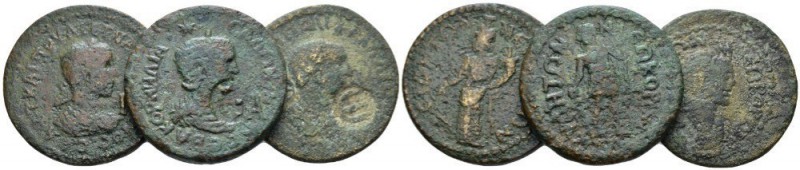 Pamphilia, Side Gallienus, 253-268 Lot of 3 Bronzes II-III, Æ 0.00 mm., 55.50 g....