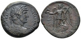 Egypt, Alexandria Hadrian, 117-138 Hemidrachm circa 131-132 (year 16), Æ 29.00 mm., 13.06 g.
Laureate, draped and cuirassed bust r. Rev. Nike advanci...