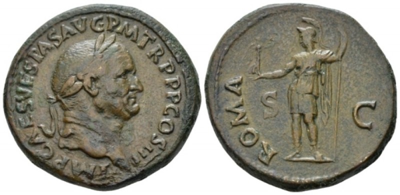 Vespasian, 69-79 Sestertius Rome circa 71, Æ 34.00 mm., 26.83 g.
Laureate head ...