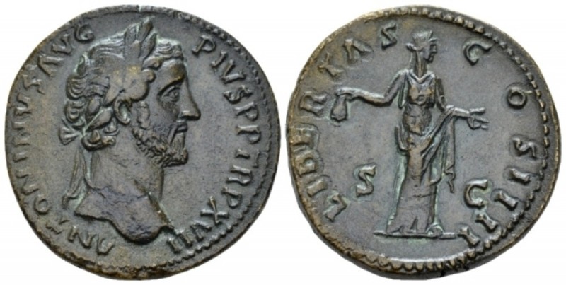 Antoninus Pius, 138-161 Sestertius Rome circa 153-154, Æ 32.00 mm., 22.38 g.
La...