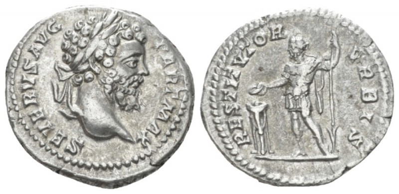 Septimius Severus, 193-211 Denarius circa 200-201, AR 18.70 mm., 3.29 g.
Laurea...