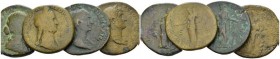 Lot of 4 Sestertii II cent., Æ 0.00 mm., 96.00 g.
Lot of 4 Sestertii, including: Hadrian, Sabina, Fuastina (2).

Good Fine-About Very Fine.