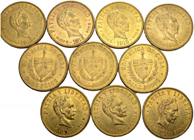 [150.46g]
KUBA
Republik. 10 Pesos 1915. Lot von 10 Exemplaren. Feingewicht tot...
