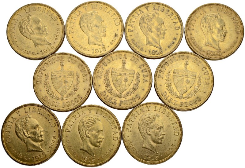[150.46g]
KUBA
Republik. 10 Pesos 1915. Lot von 10 Exemplaren. Feingewicht tot...