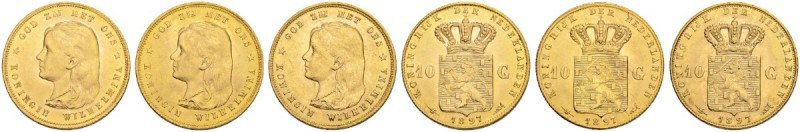 [78.73g]
NIEDERLANDE
Königreich. Wilhelmina 1890-1948. 10 Gulden 1897. Sog. "L...
