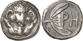 (425-420 a.C.). Italia. Rhegion. Litra. (S. 503) (CNG. I, 1653). 0,73 g. MBC+.