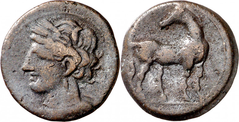 (221-210 a.C.). Zeugitana. Cartago. AE 22. (S. 6512). 7,17 g. MBC.