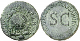 (35-36 d.C.). Tiberio. Sestercio. (Spink 1783) (Co. 303, de Augusto) (RIC. 63). Rara. 24,65 g. MBC+.