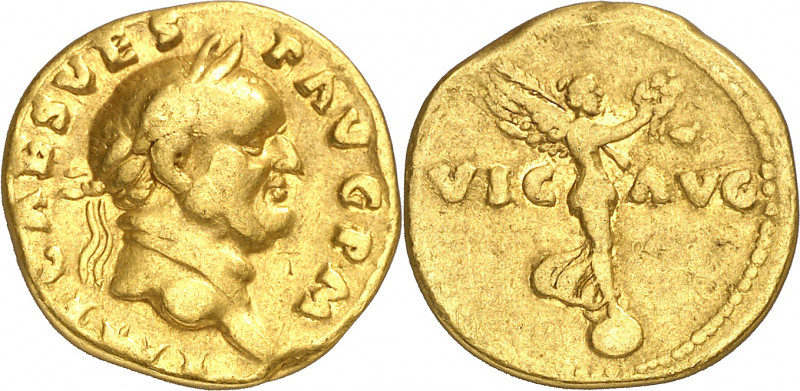 (71 d.C.). Vespasiano. Áureo. (Spink 2256 var) (Co. 583) (RIC. 47) (Calicó 698b)...