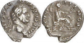(73 d.C.). Vespasiano. Denario. (Spink 2305) (S. 387) (RIC. 546). 3,24 g. MBC+.