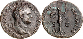 (77-78 d.C.). Tito. As. (Spink 2485 var) (Co. 390) (RIC. 1274, de Vespasiano). 9,17 g. MBC+.