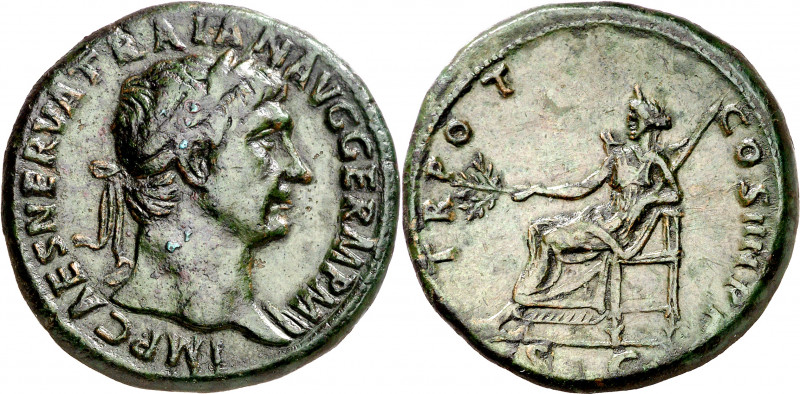 (101 d.C.). Trajano. Sestercio. (Spink 3214 var) (Co. 636) (RIC. 432 var). 27,01...