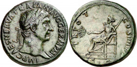(101 d.C.). Trajano. Sestercio. (Spink 3214 var) (Co. 636) (RIC. 432 var). 27,01 g. MBC+.