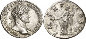 (119-120 d.C.). Adriano. Denario. (Spink 3523 var) (S. 1140a) (RIC. 223). 3,51 g. EBC.