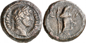 (126-127 d.C.). Adriano. Alejandría. Hemióbolo de bronce. (Spink 3821) (Kampann-Ganschow 32.433). 5,10 g. MBC.