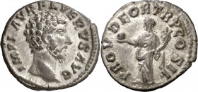 (161 d.C.). Lucio Vero. Denario. (Spink 5354 var) (S. 144) (RIC. 463).. 2,89 g. EBC-.