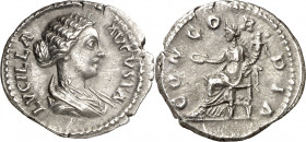(166-169 d.C.). Lucilla. Denario. (Spink 5480) (S. 7) (RIC. 759). 2,73 g. EBC-.