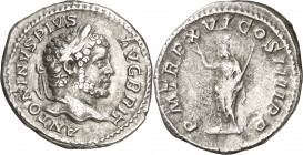 (213 d.C.). Caracalla. Denario. (Spink 6829) (S. 211) (RIC. 208a). 2,86 g. MBC.