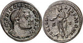 (303-305 d.C.). Diocleciano. Treveri. Follis. (Spink 12763 var) (Co. 111 var) (RIC. 582a). 11,66 g. MBC+.