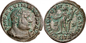 (302-303 d.C.). Maximiano Hércules. Treveri. Follis. (Spink 13241 var) (Co. 156) (RIC. falta). 10,15 g. MBC+.