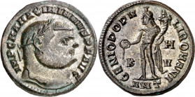 (300-301 d.C.). Maximiano Hércules. Antioquía. Follis. (Spink 13275) (Co. 184) (RIC. 54b). 9,06 g. MBC+.