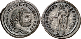 (297-299 d.C.). Constancio I, Cloro. Cyzicus. Follis. (Spink 14032) (Co. 58) (RIC. 11a). 11,58 g. EBC-.