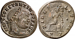 (305 d.C.). Constancio I, Cloro. Ticinum. Follis. (Spink 14170) (Co. 44) (RIC. 55a). 10,73 g. MBC+.