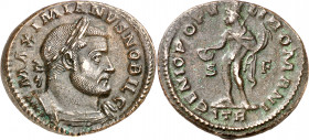 (302-303 d.C.). Galerio Maximiano. Treveri. Follis. (Spink 14348) (Co. 83) (RIC. 530b). 10,56 g. MBC+.