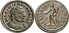 (302-303 d.C.). Galerio Maximiano. Treveri. Follis. (Spink 14348) (Co. 83) (RIC. 530b). 12,52 g. EBC-/MBC+.