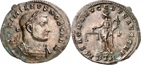 (300-301 d.C.). Galerio Maximiano. Treveri. Follis. (Spink 14390) (Co. 150) (RIC. 488b). 7,96 g. MBC+/EBC-.