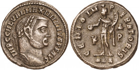(308-310 d.C.). Galerio Maximiano. Alejandría. Follis. (Spink 14524) (Co. 48) (RIC. 101a). 7,42 g. MBC+.