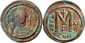 (538-539 d.C.). Justiniano I. Constantinopla. Follis. (Ratto 494) (S. 163). 23,63 g. EBC-/EBC.
