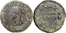 Octavio Augusto. Colonia Patricia (Córdoba). Sestercio. (FAB. 1987) (ACIP. 3355). Muy rara. 39,72 g. MBC+.
