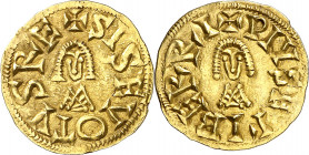 Sisebuto (612-621). Iliberri (Granada). Triente. (CNV. 217.9 var) (R.Pliego 272h var). 1,37 g. MBC.