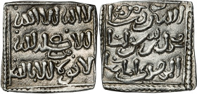 Almohades. A nombre del Mahdi. Millarés (imitación cristiana de un dirhem almohade). (V. 2088 sim) (Medina 201 bis a). 1,45 g. EBC.