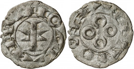 Senyoria de Montpeller. Anónimas del s. XII a XIV. Montpeller. Diner melgorés. (Cru.V.S. 163) (Cru.Occitània 58) (Cru.C.G. 2112). Leyendas degeneradas...