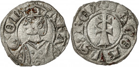 Jaume II (1291-1327). Zaragoza. Dinero jaqués. (Cru.V.S. 364) (Cru.C.G. 2182). Vellón rico. Ex Áureo 24/01/2001, nº 477. Escasa así. 0,79 g. MBC+....
