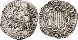 Frederic IV de Sicília (1355-1377). Sicília. Pirral. (Cru.V.S. falta var) (Cru.C.G: 2620) (MIR. 194/26). Ex Áureo 07/03/2001, nº 1193. 3,25 g. MBC+....