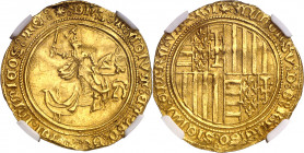 Alfons IV (1416-1458). Nàpols. Alfonsí d'or. (Cru.V.S. 883) (Cru.C.G. 2928) (MIR. 53). Ex Bolaffi 02/12/2021, nº 510. Rara. 5,23 g. MBC+.
