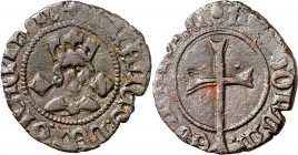 Joan II (1458-1479). Mallorca. Dobler. (Cru.V.S. 956, mismo ejemplar) (Cru.C.G. 2996, mismo ejemplar pero es el 2996f). Ex Áureo 29/06/2005, nº 100. E...