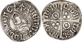 Ferran II (1479-1516). Barcelona. Croat. (Cru.V.S. 1139.1) (Cru.C.G. 3068). Rayitas en reverso. Ex Áureo 17/12/1997, nº 1402. 3,08 g. MBC.