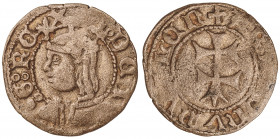 Ferran II (1479-1516). Zaragoza. Dinero jaqués. (Cru.V.S. 1307, mismo ejemplar) (Cru.C.G. 3207, mismo ejemplar pero es la 3207a). Ex Áureo 29/06/2005,...