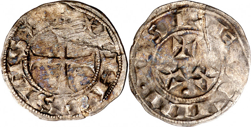 Alfonso VII (1126-1157). Abadia de Sahagún. Dinero episcopal. (AB. 66) (M.M. A7:...