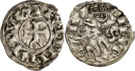 Fernando II (1157-1188). Soria. Dinero. (AB. 159, de Alfonso VIII) (Imperatrix F2:11.14). Acuñada durante la tutoría de su sobrino Alfonso. Pequeñísim...