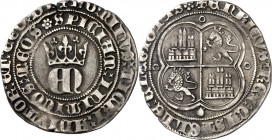 Enrique II (1368-1379). Coruña. Real. (AB. 404). Ligeramente recortada. Rara. 3,38 g. MBC/MBC+.